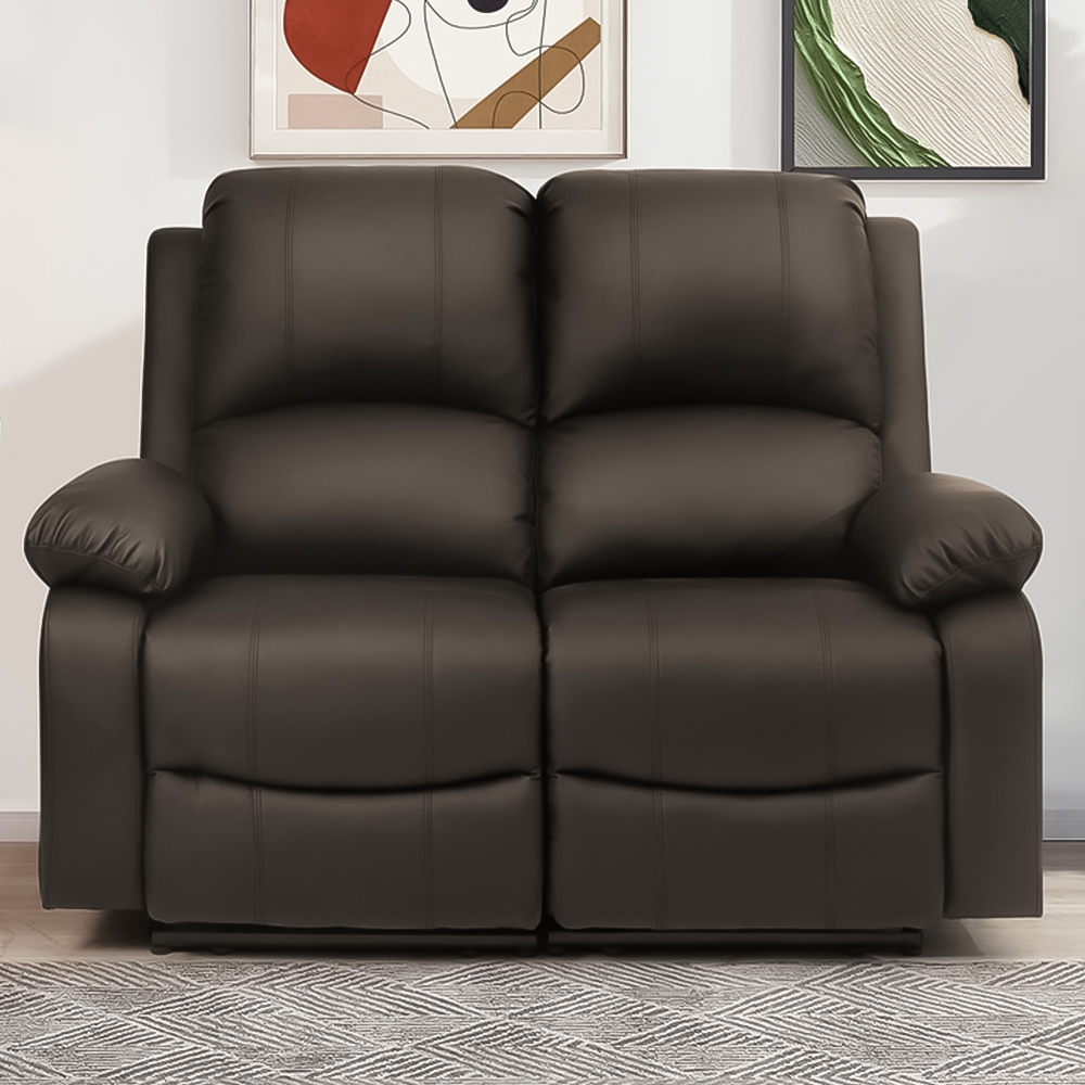 Brooklyn 2 Seater Brown Bonded Leather Manual Recliner Sofa Image 1