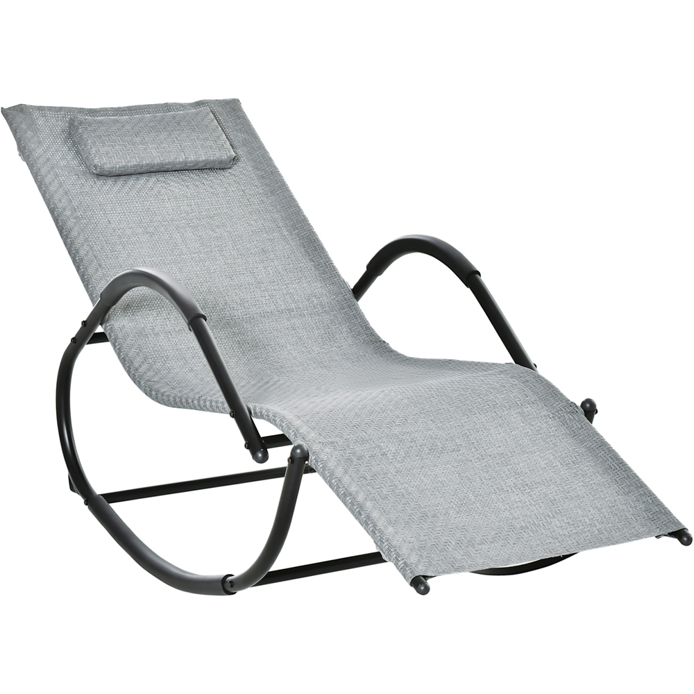 Outsunny Grey Zero Gravity Rocking Sun Lounger with Pillow Image 2