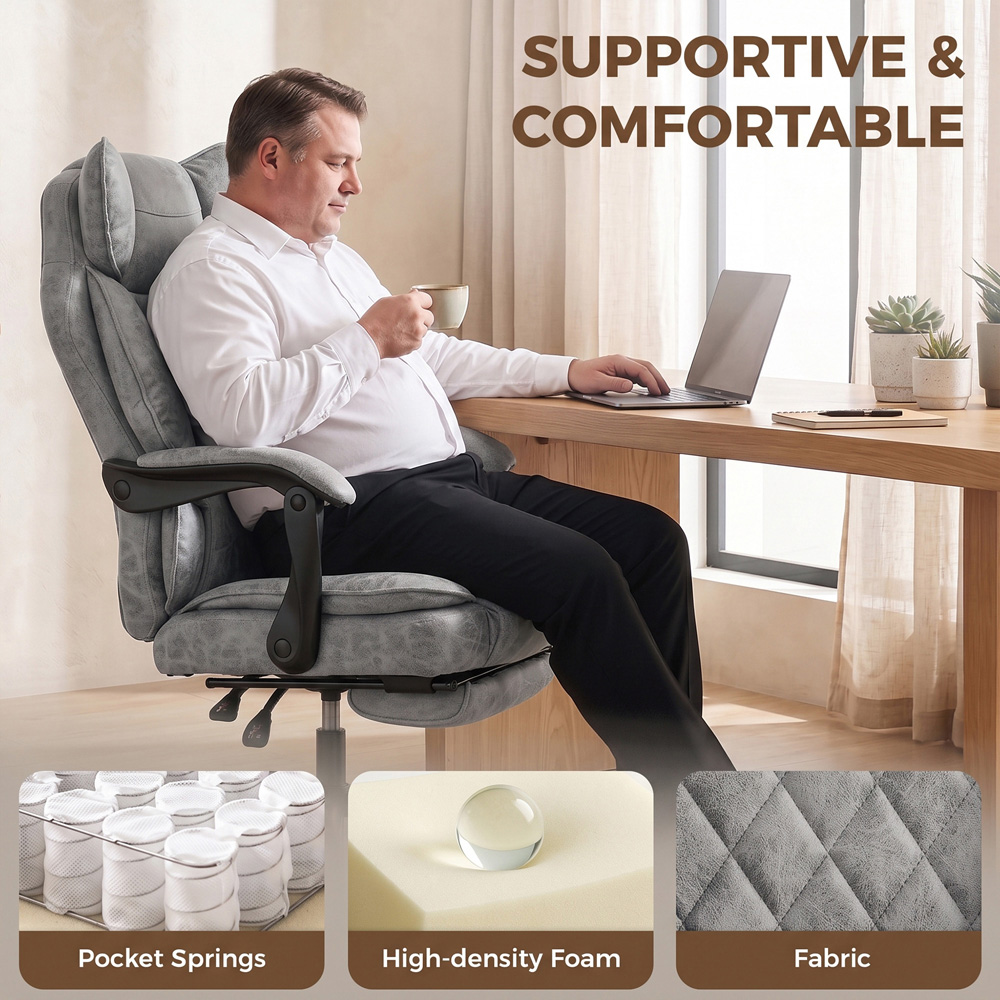 HOMCOM Grey Big and Tall Office Chair with Lumbar Support Image 6