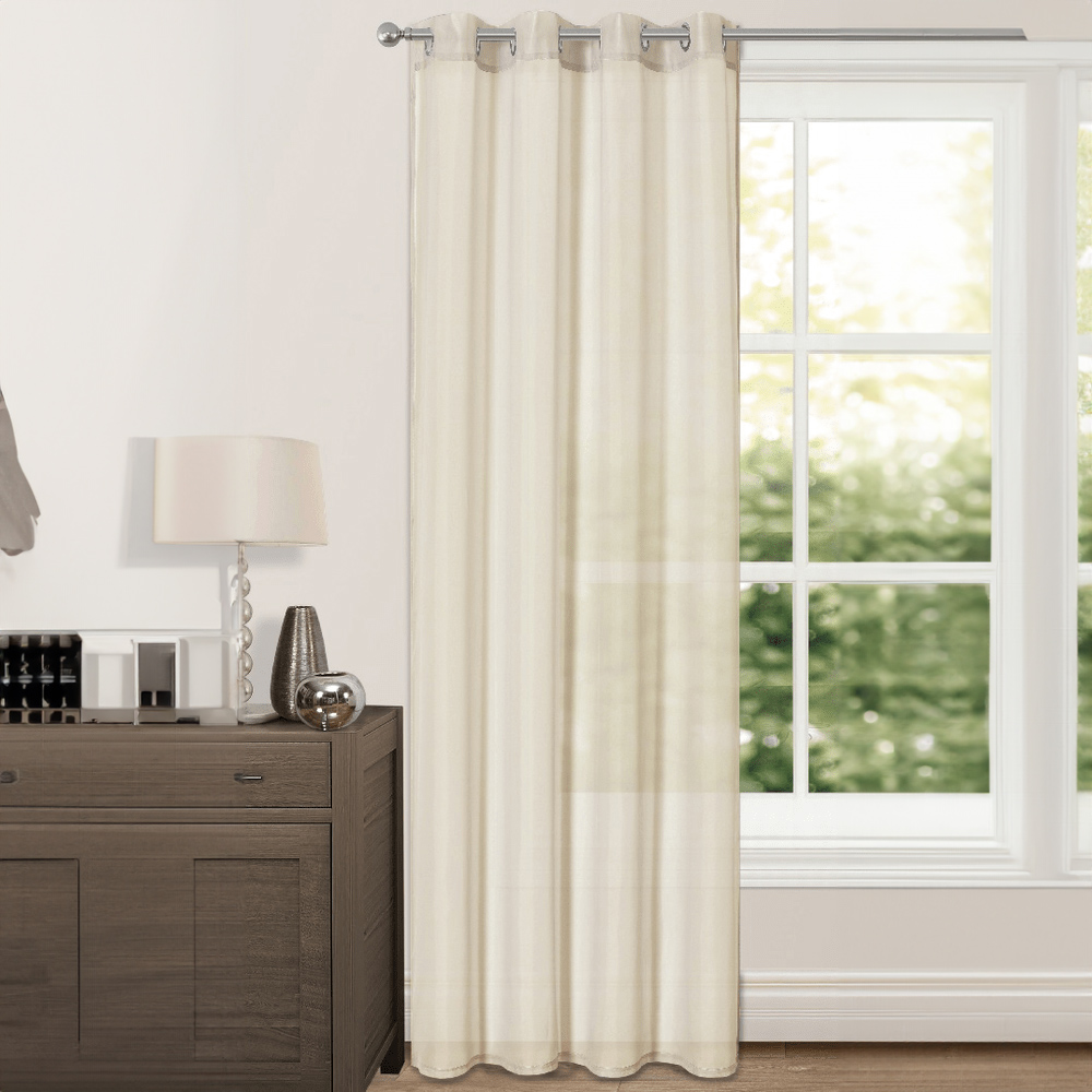 Velosso Riva Cream Eyelet Voile Panel Curtain 150 x 122cm Image 1