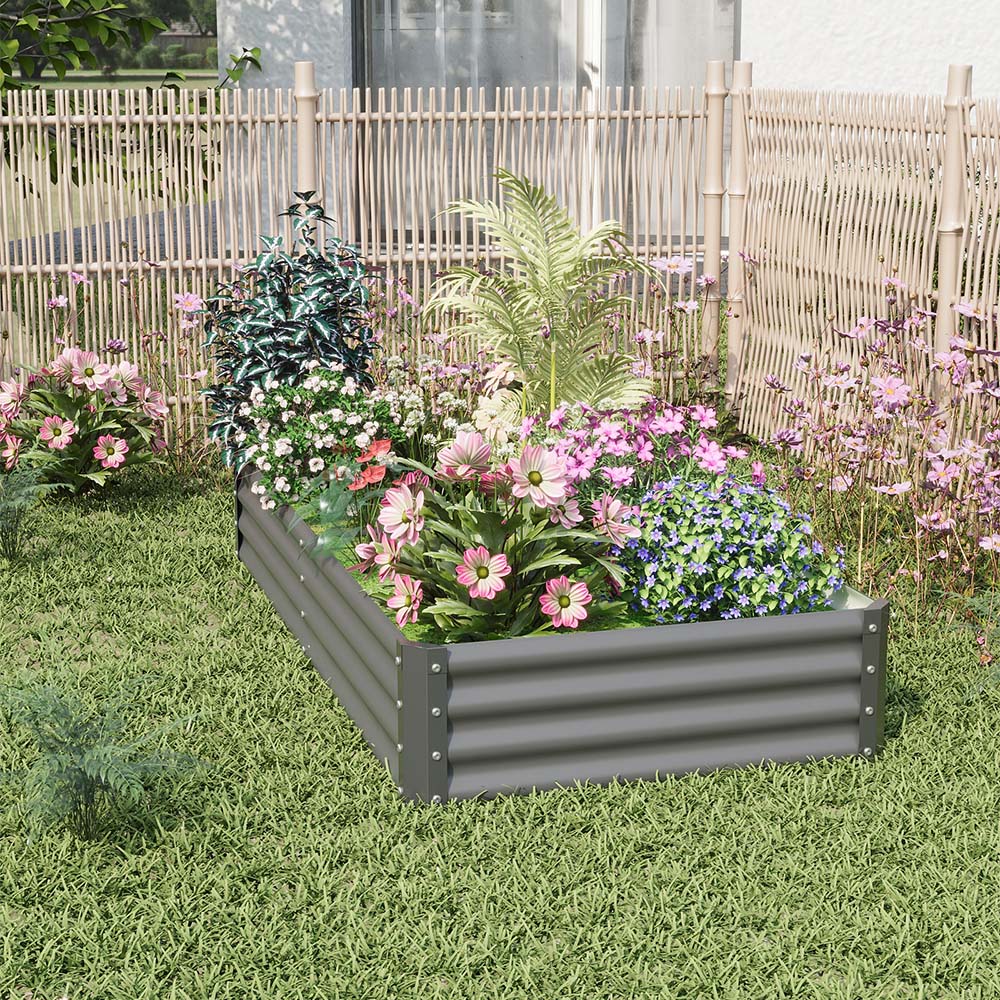 Living and Home Grey Large Rectangular Galvanised Steel Raised Garden Bed 180 x 90cm Image 2