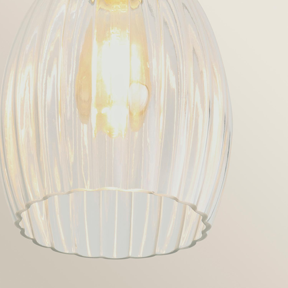 ValueLights Cheltenham Ribbed Dome Shade Chrome Flush Ceiling Light with Bulb Image 4
