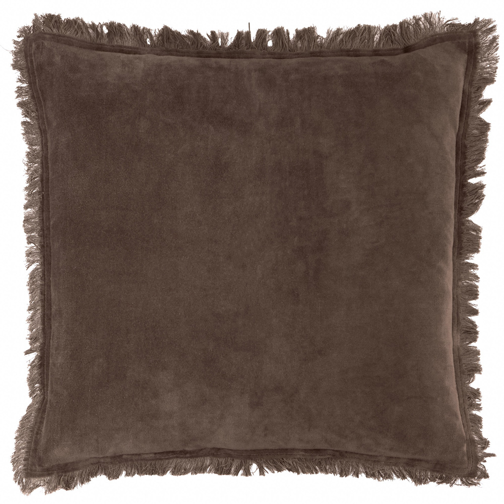 Yard Jaye Bitter Chocolate Cotton Velvet Cushion 45 x 45cm Image 1