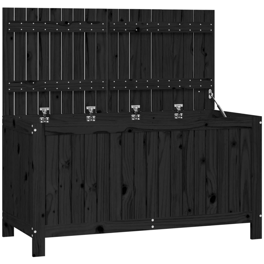 vidaXL 64 x 121 x 55cm Black Pine Wood Garden Storage Box Image 3