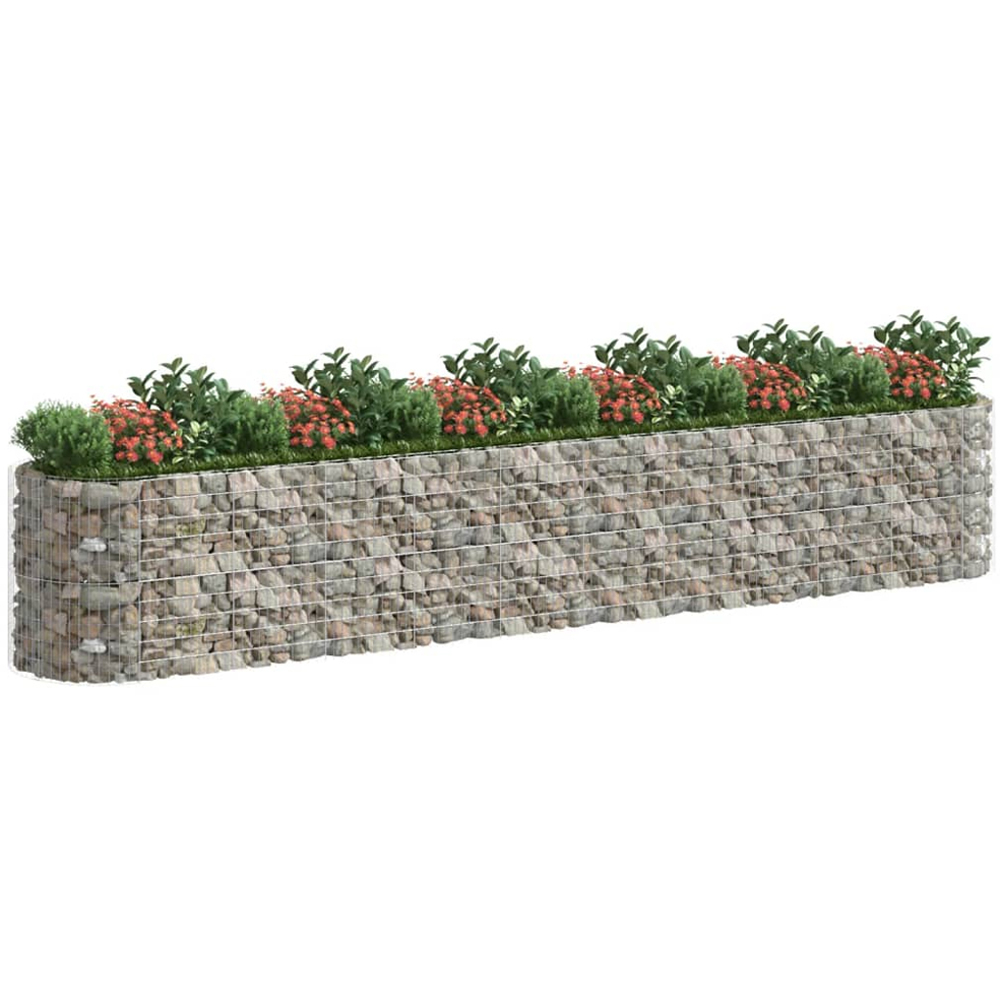 vidaXL Silver Galvanised Iron Gabion Raised Bed 600 x 100 x 100cm Image 3