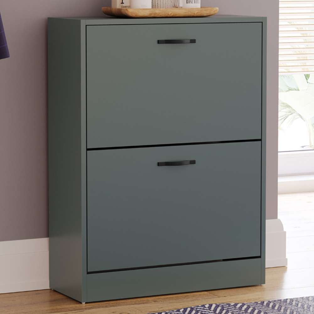 VIDA DESIGNS 2 Drawer Green Shoe Cabinet Image 1
