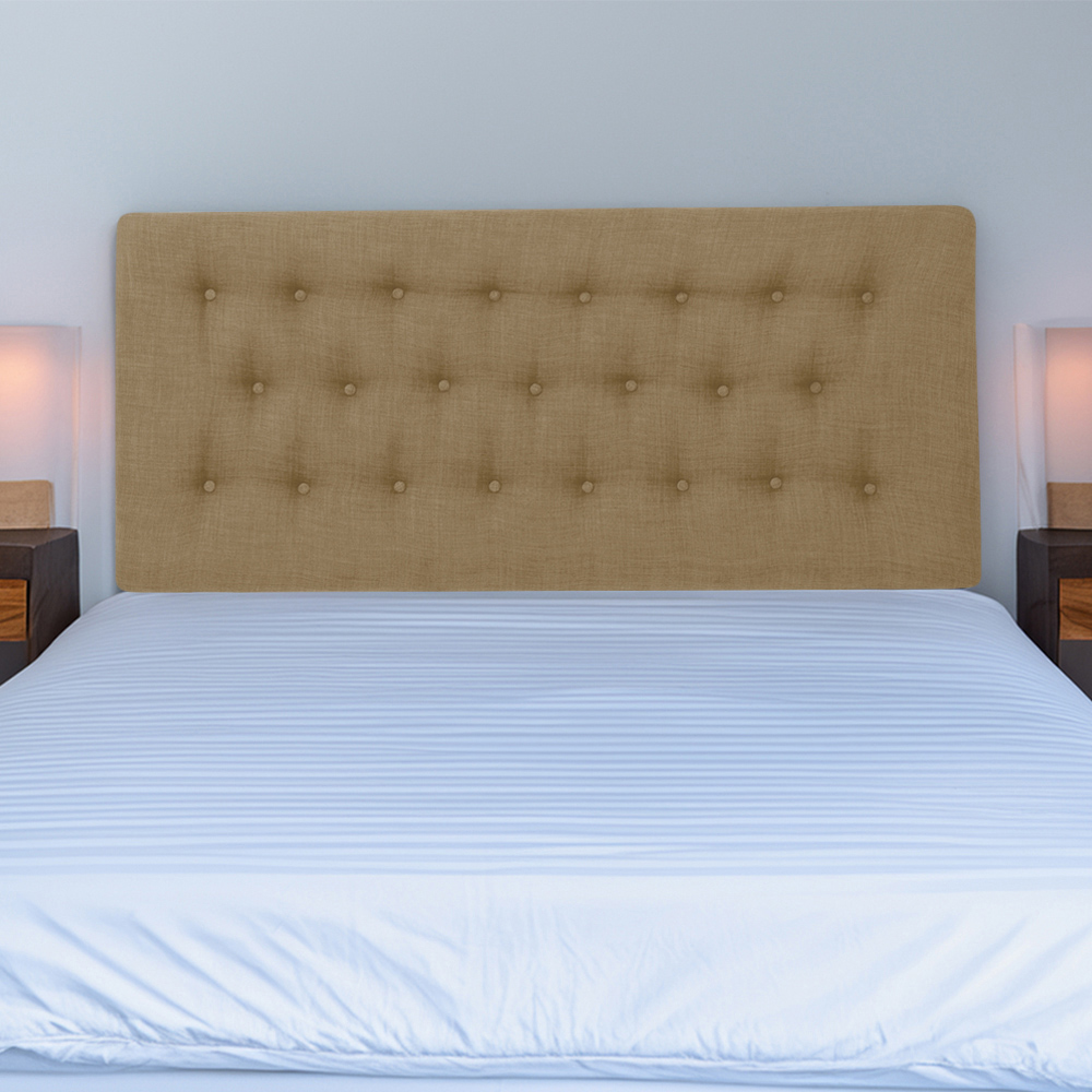 Bedmaster Lona Double Cream Linen Buttoned Headboard Image 1