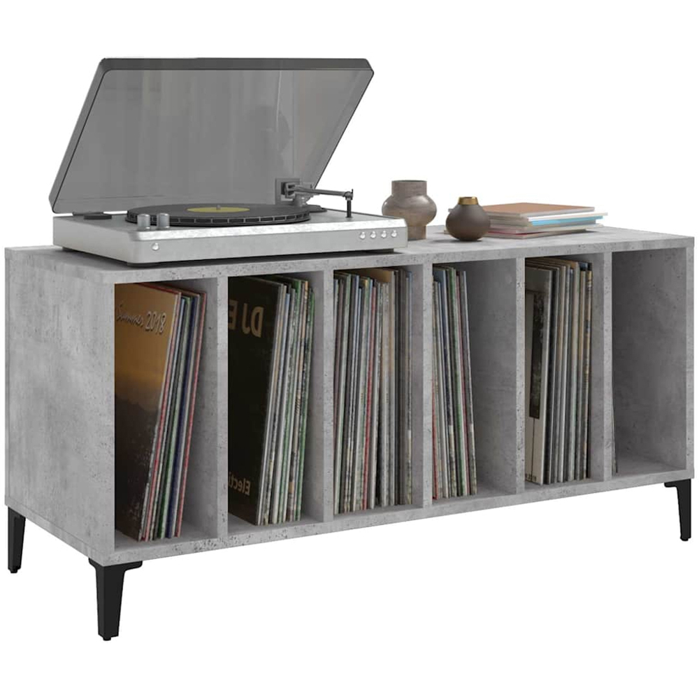 vidaXL 6 Shelf Concrete Grey Record Cabinet Image 3