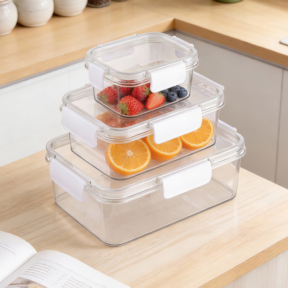 Living and Home 3-Piece Rectangular Food Storage Container Set Image 7