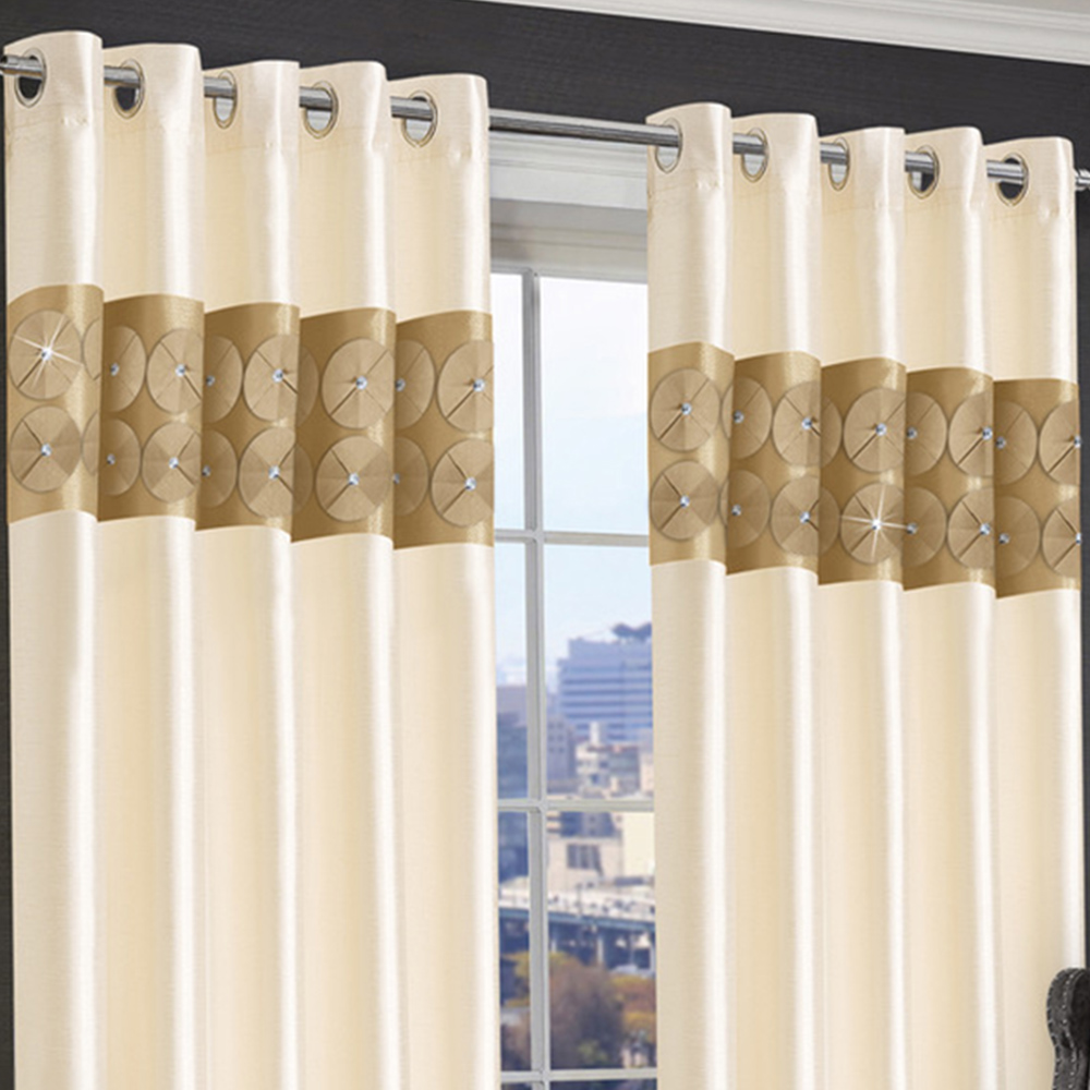 Intimates Vogue Diamante Latte Eyelet Curtains 168 x 229cm Image 2