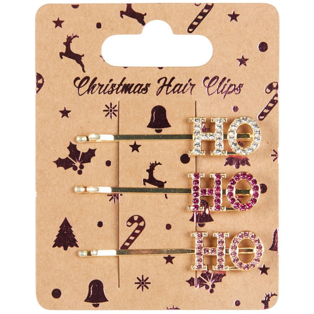 Pack of 3 Ho Ho Ho Hair Slides Image 2