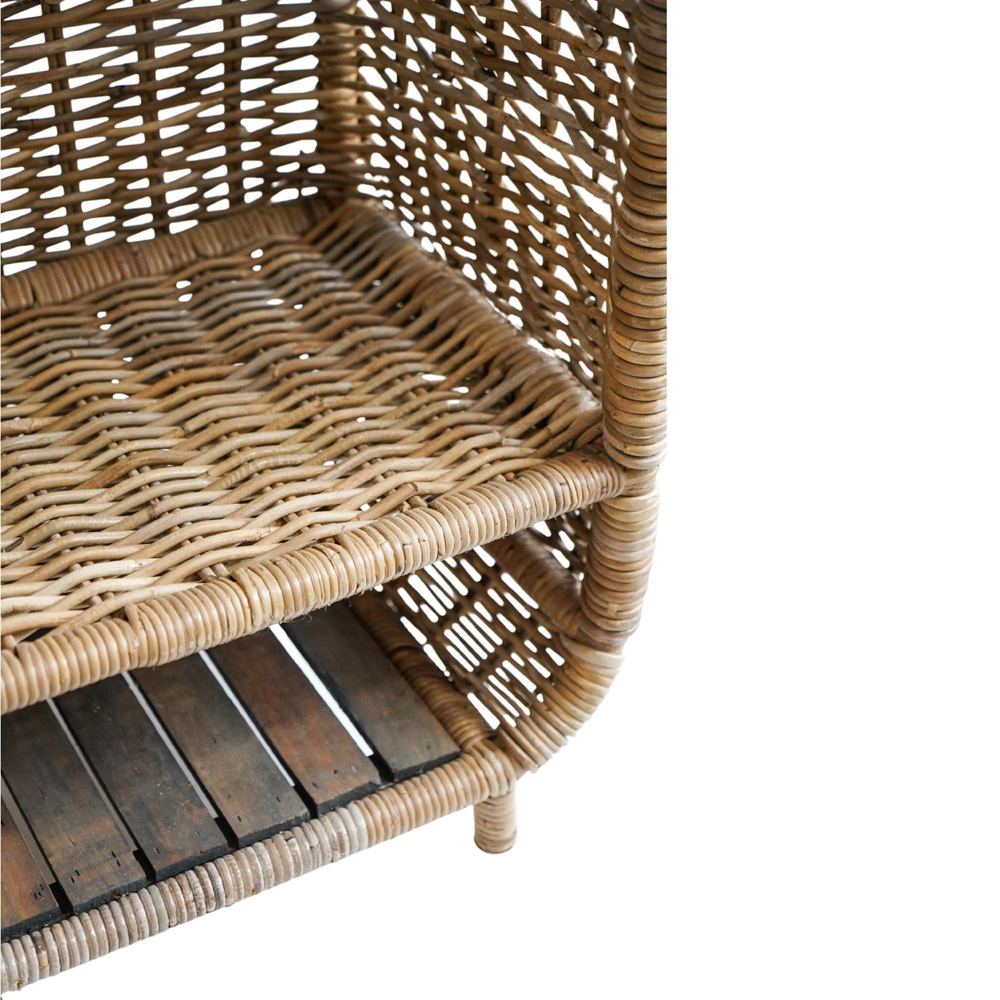 Ivyline Natural Rattan Rustic Log Trolley with Kindling Shelf Image 5