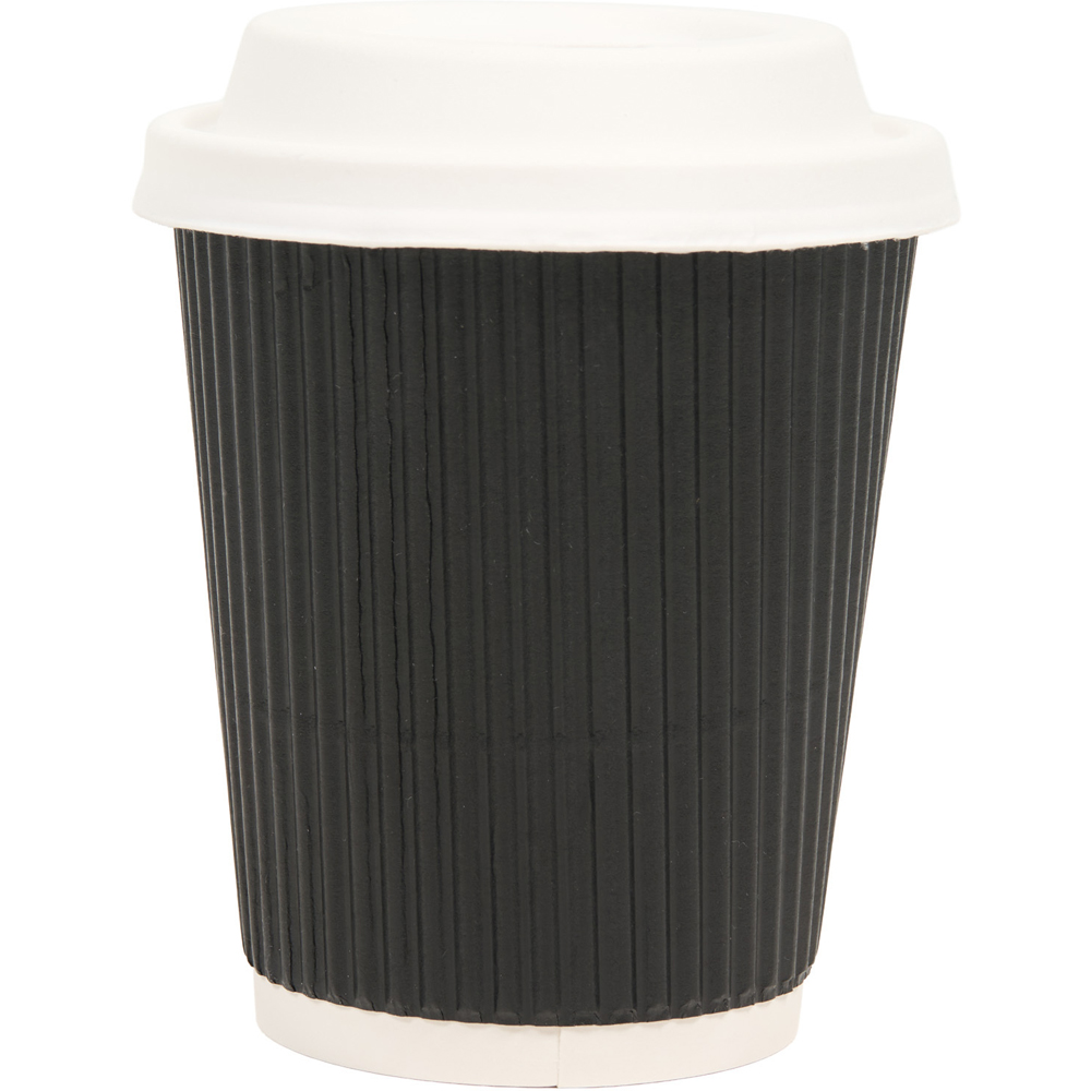 Pack of 8 My Home Paper Cups with Lids Black Image 2