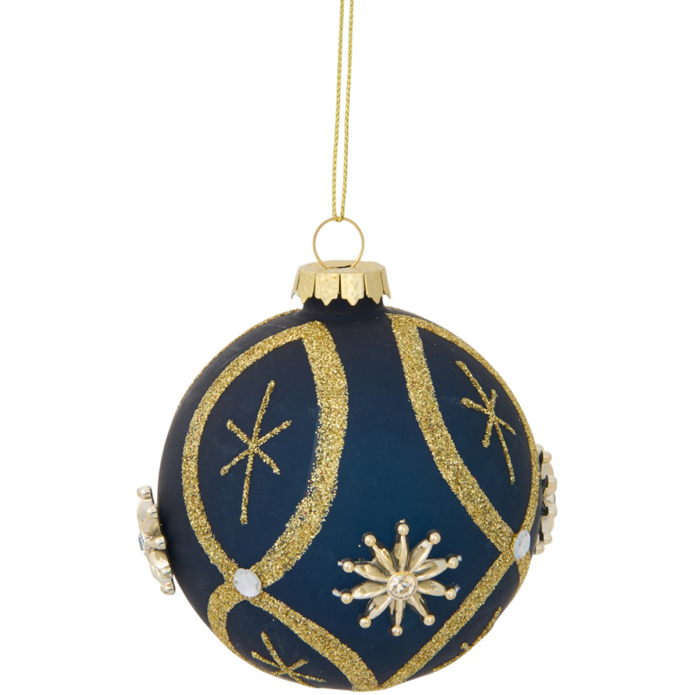 Navy Gold Embellished Bauble Image 4