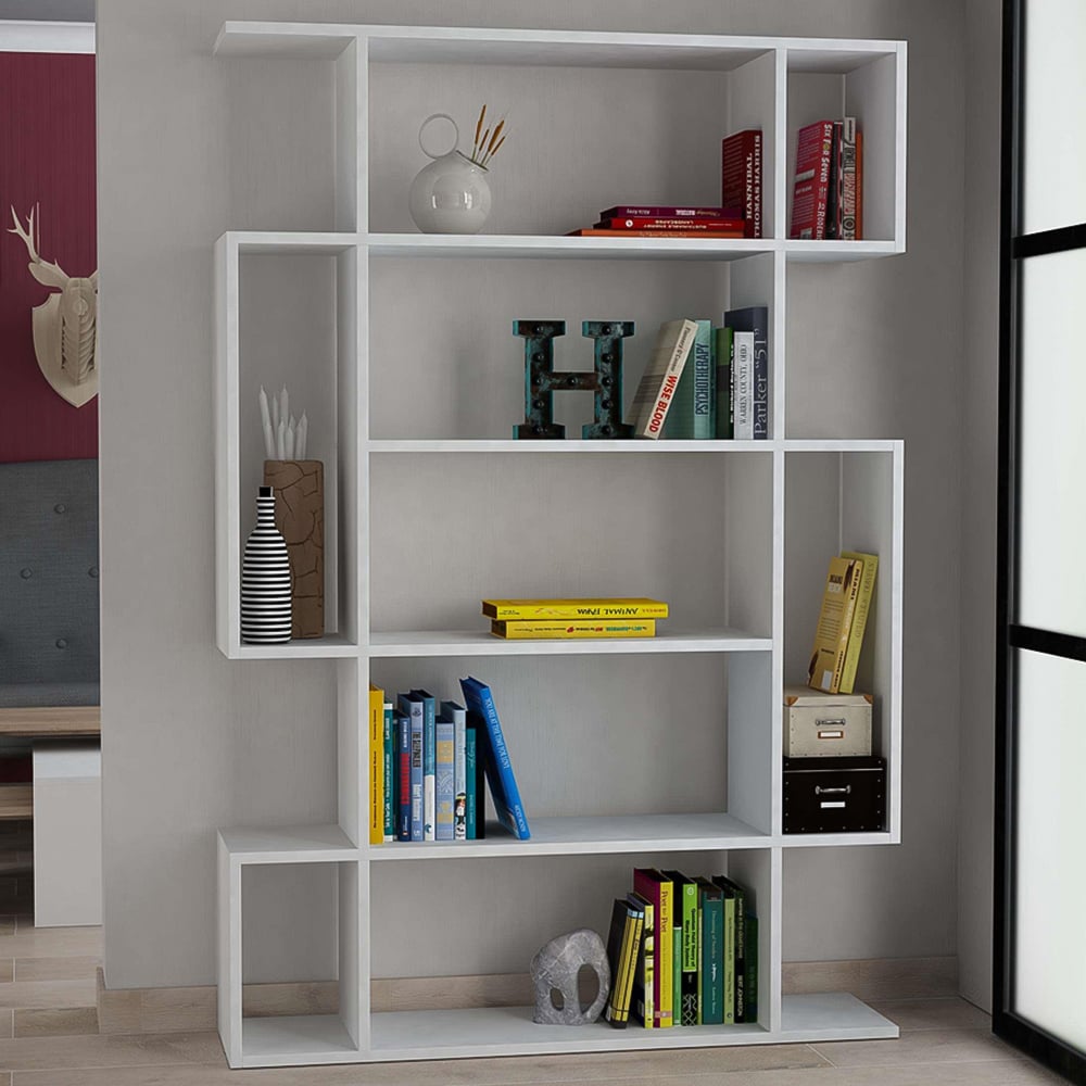Decortie Mito White Tall Bookcase Image 1