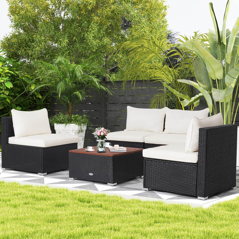 Costway 4 Seater PE Rattan Patio Bistro Set Image 5