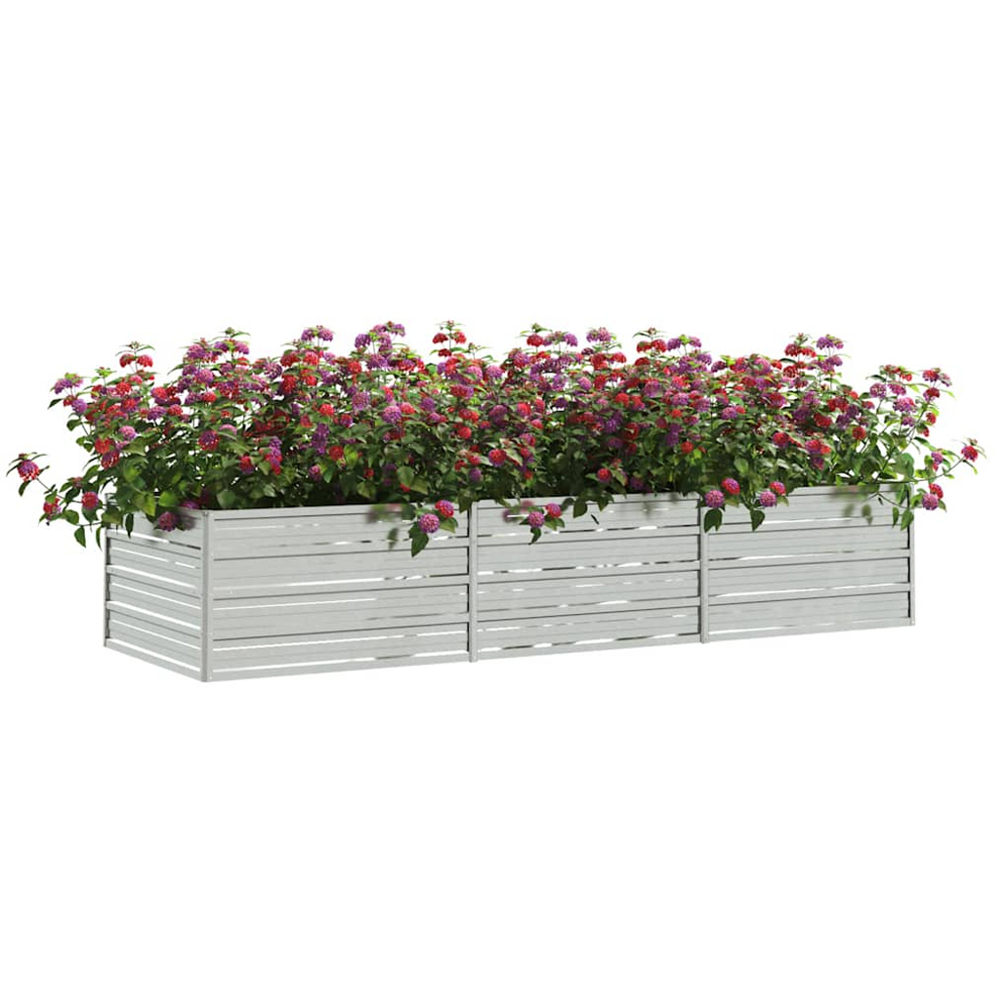 vidaXL Silver Steel Raised Garden Bed 45 x 240 x 80cm Image 2