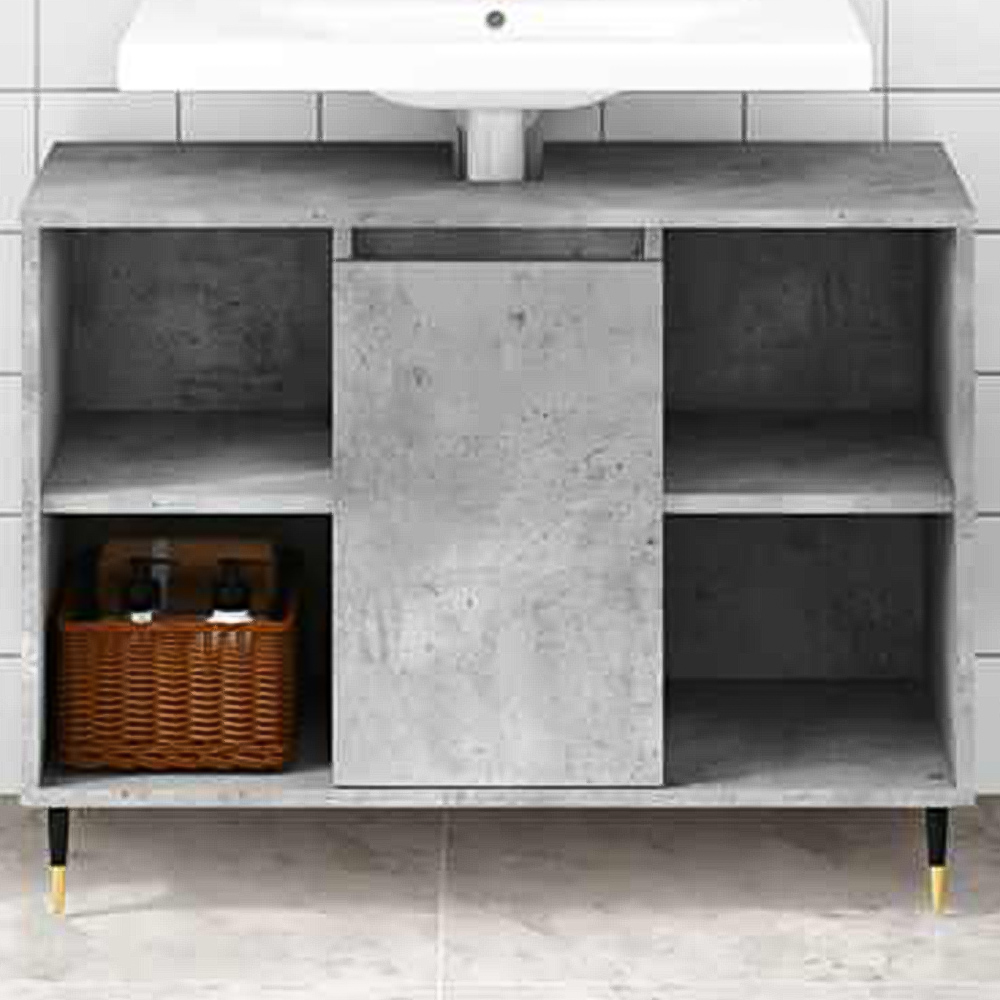 vidaXL Single Door 4 Shelf Grey Bathroom Cabinet Image 1