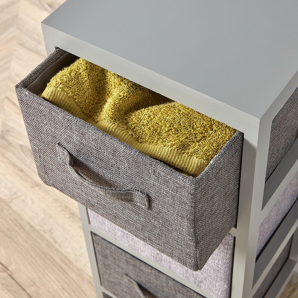 Home Source Metro 3 Drawer Grey Wooden Fabric Storage Unit Image 5
