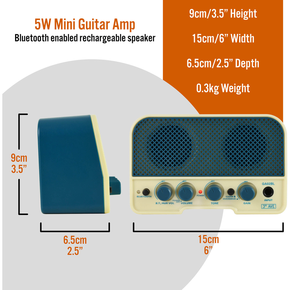3rd Avenue 5W Mini Guitar Amplifier and Bluetooth Speaker Image 6