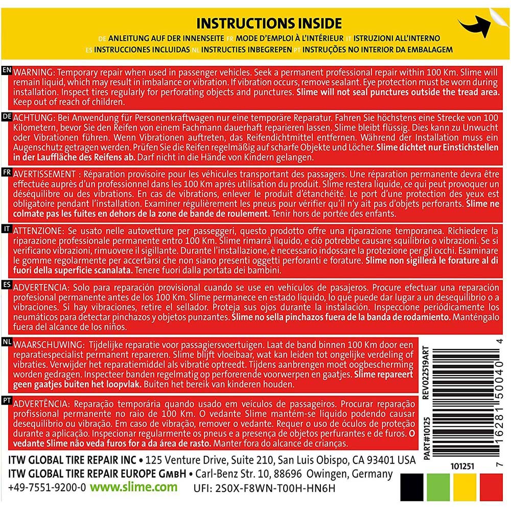 Slime Flat Tyre Sealant Smart Repair Kit Refill 473ml 2 Pack Image 5