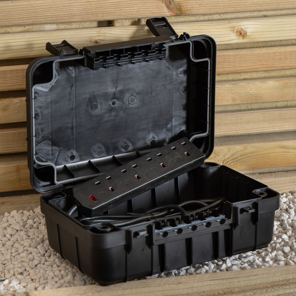 Samuel Alexander Large Black Weatherproof Outdoor Electrical Connection Box with Extension Cable Image 3