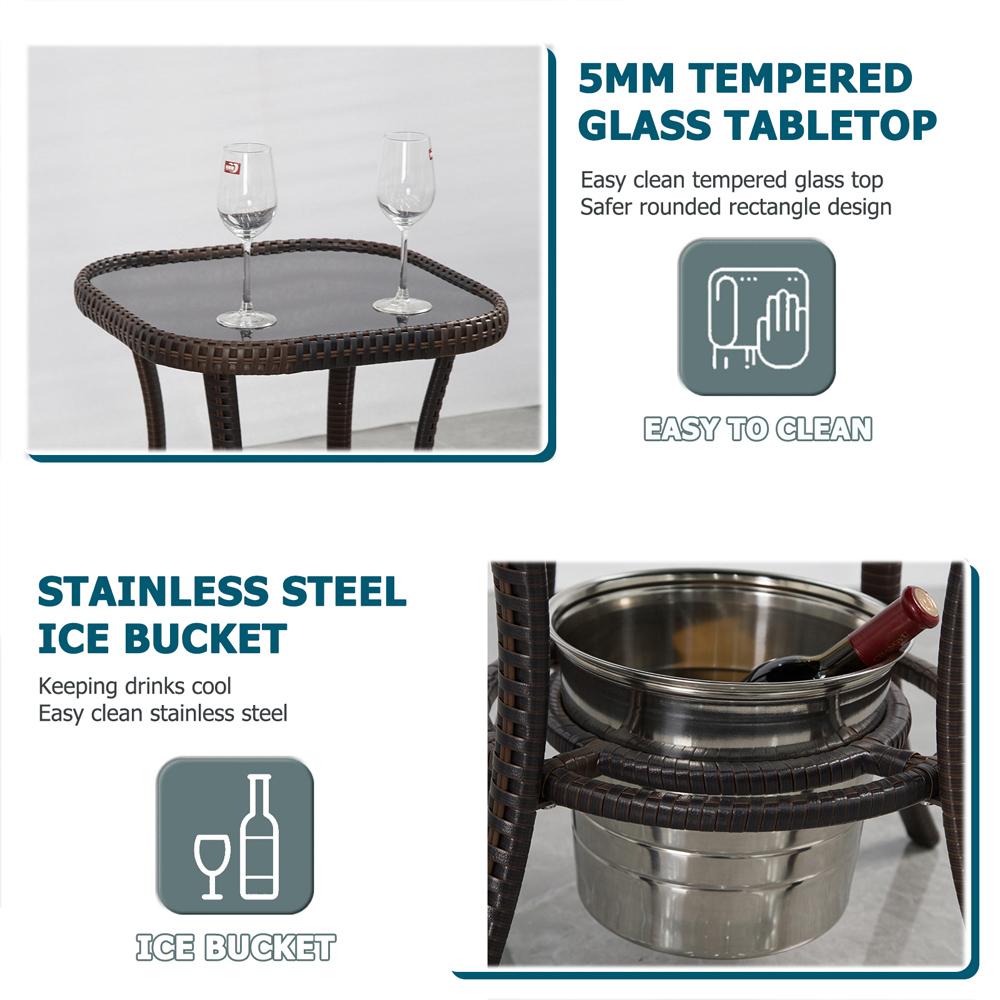 Furniture One 2 Seater Armchair Garden Bistro Set with Ice Bucket Image 7