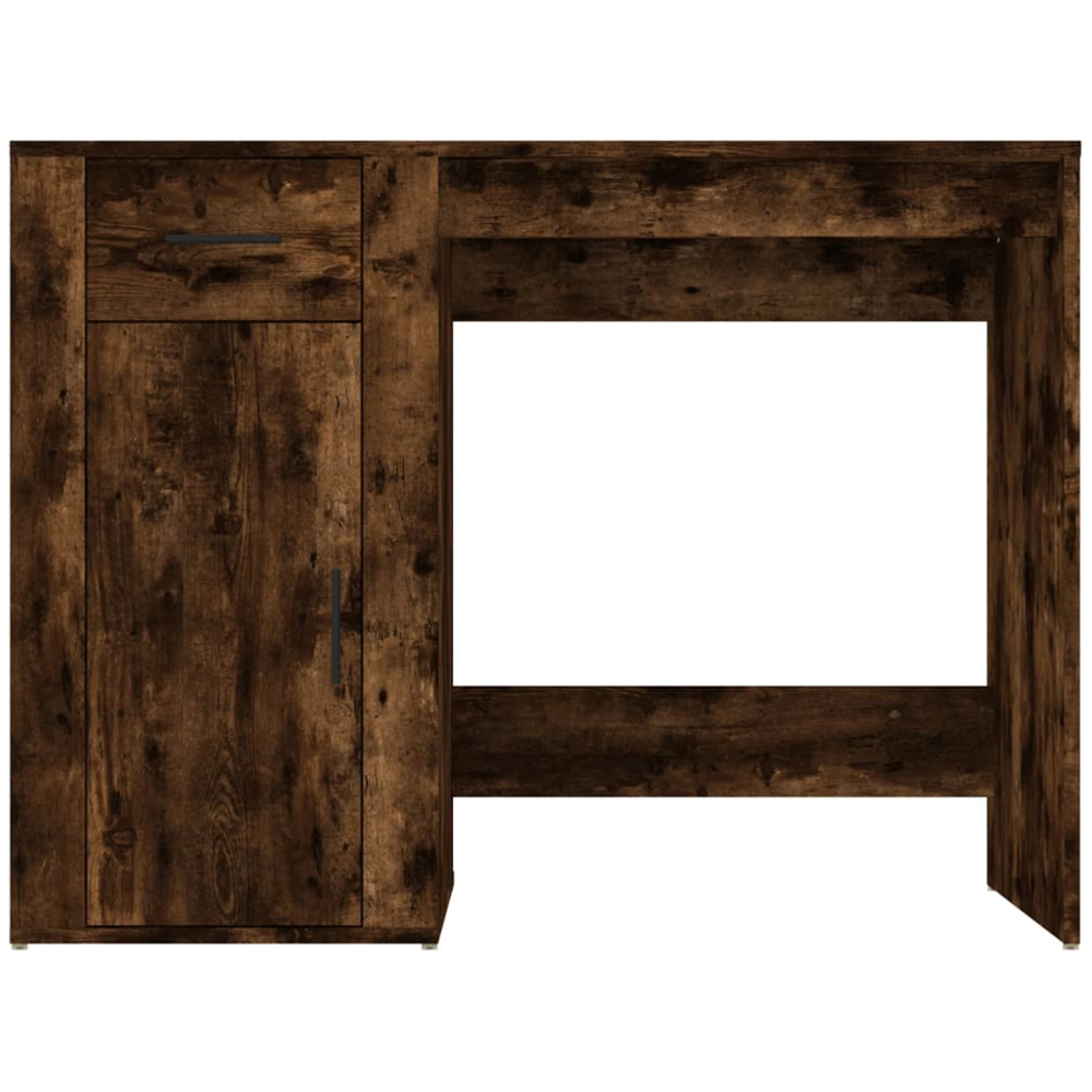 vidaXL Single Door Single Drawer Computer Desk Smoked Oak Image 5