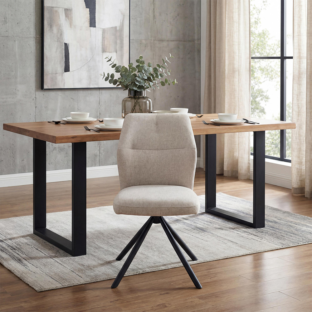 wilko Marlow Mink Ribbed Swivel Dining Chair Image 9