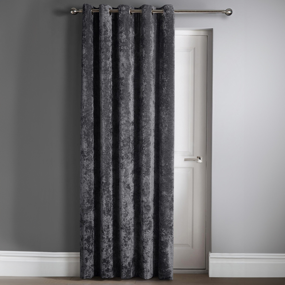 Intimates Charcoal Crushed Velvet Door Curtain 117X213cm Image 1