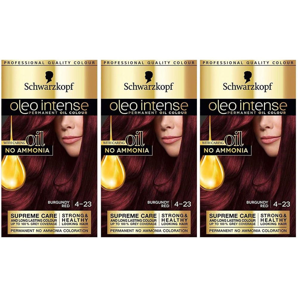 Schwarzkopf Oleo Intense 4-23 Burgundy Red Permanent Oil Colour 3 Pack Image 1