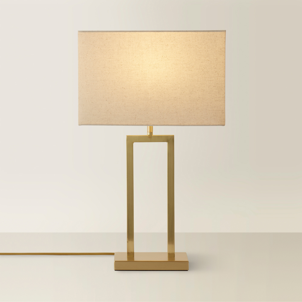ValueLights Gloria Gold Double Stem Metal LED Table Lamp with Rectangular Lamp Shade Image 5