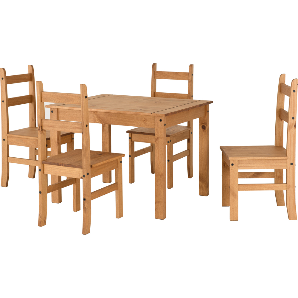 Seconique Corona 4 Seater Dining Table Set Distressed Waxed Pine Image 3