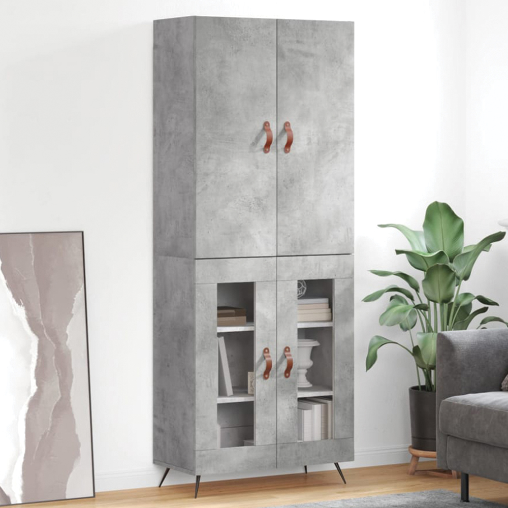vidaXL 4 Door Grey Highboard Image 1