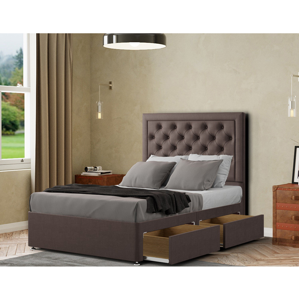 Portland Castle Super King Size Slate Malham Weave Divan Bed with 2 Drawers and Headboard Image 2