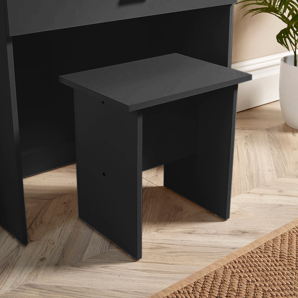 Home Source Berlin Single Drawer Black Dressing Table Set with Sliding Vanity Mirror Image 5