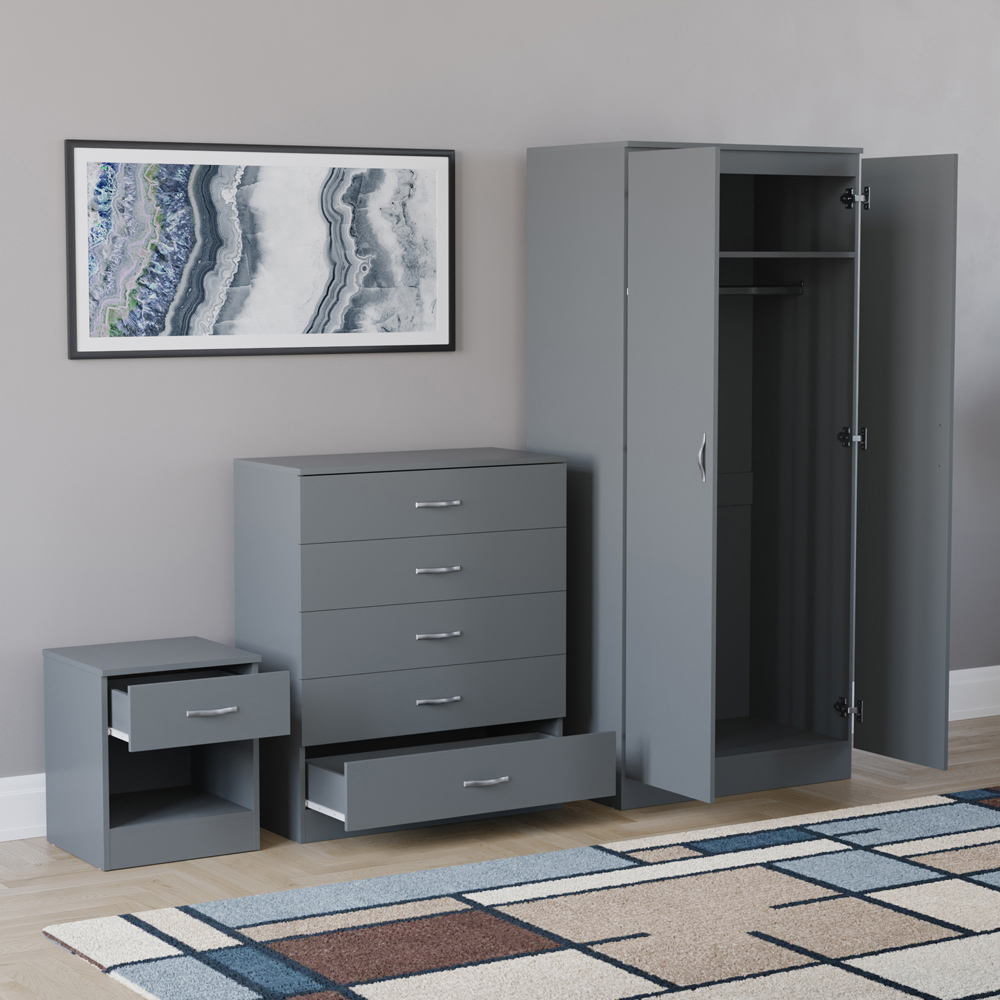 VIDA DESIGNS Riano Grey 3 Piece Bedroom Furniture Set Image 4