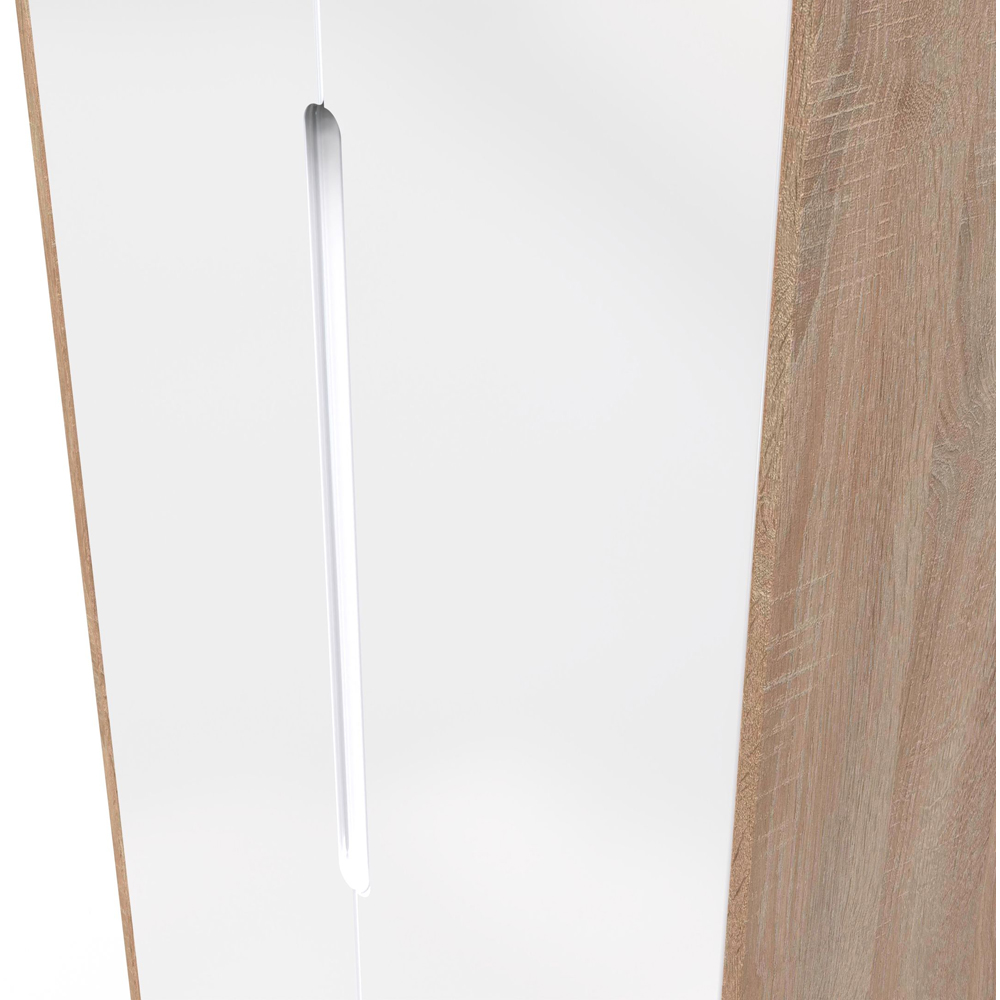 Crowndale Monaco 2 Door White Gloss and Bardolino Oak Tall Wardrobe Ready Assembled Image 6