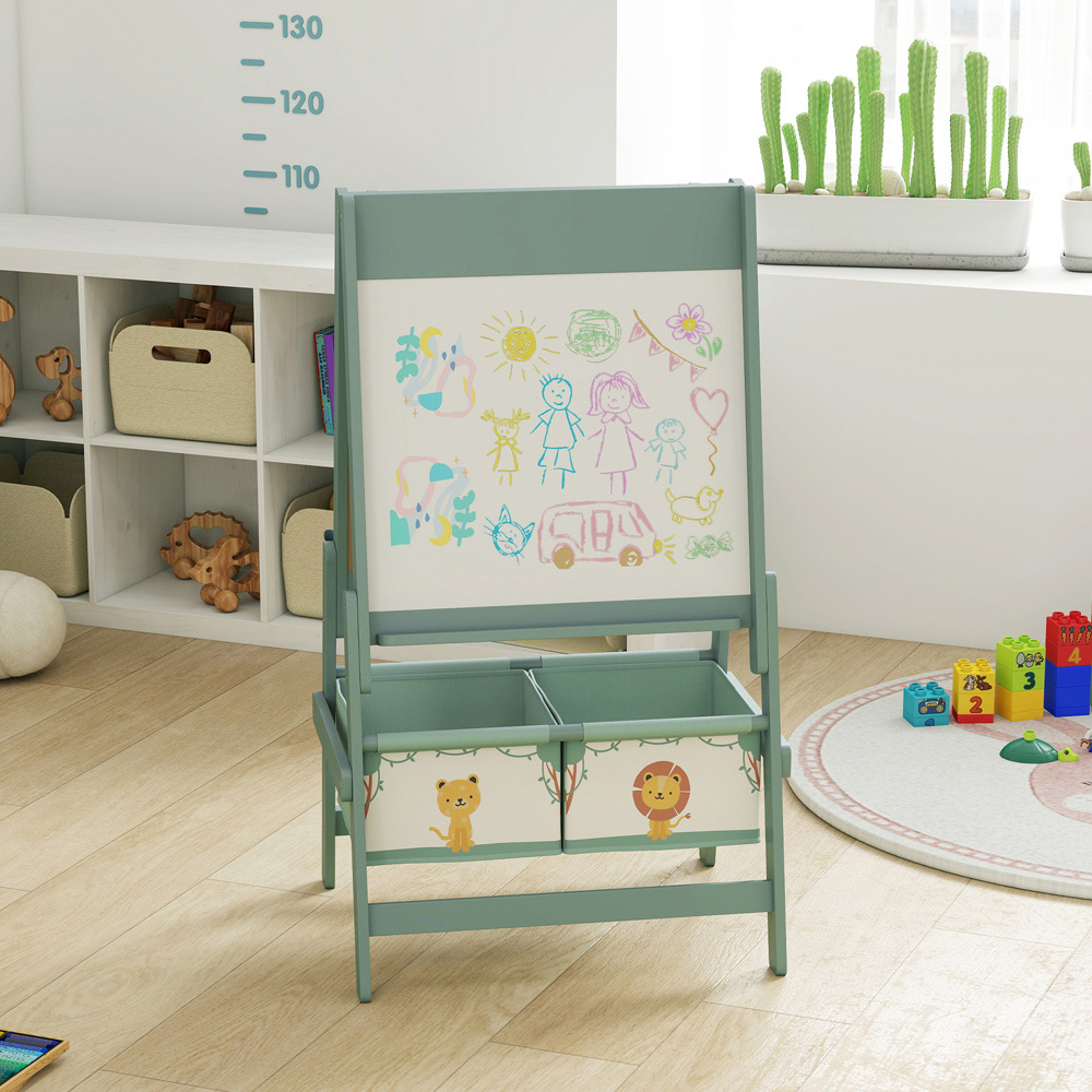 Tommy Toys 3-in-1 Kids Green Double Sided Easel with Paper Roll and Storage Box Image 5
