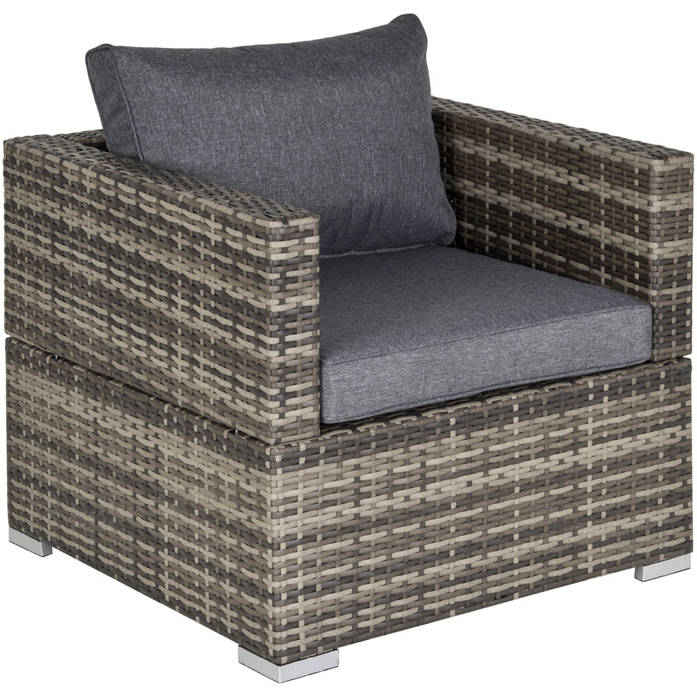 Outsunny Deep Grey Single Rattan Sofa Chair with Padded Cushion Image 2