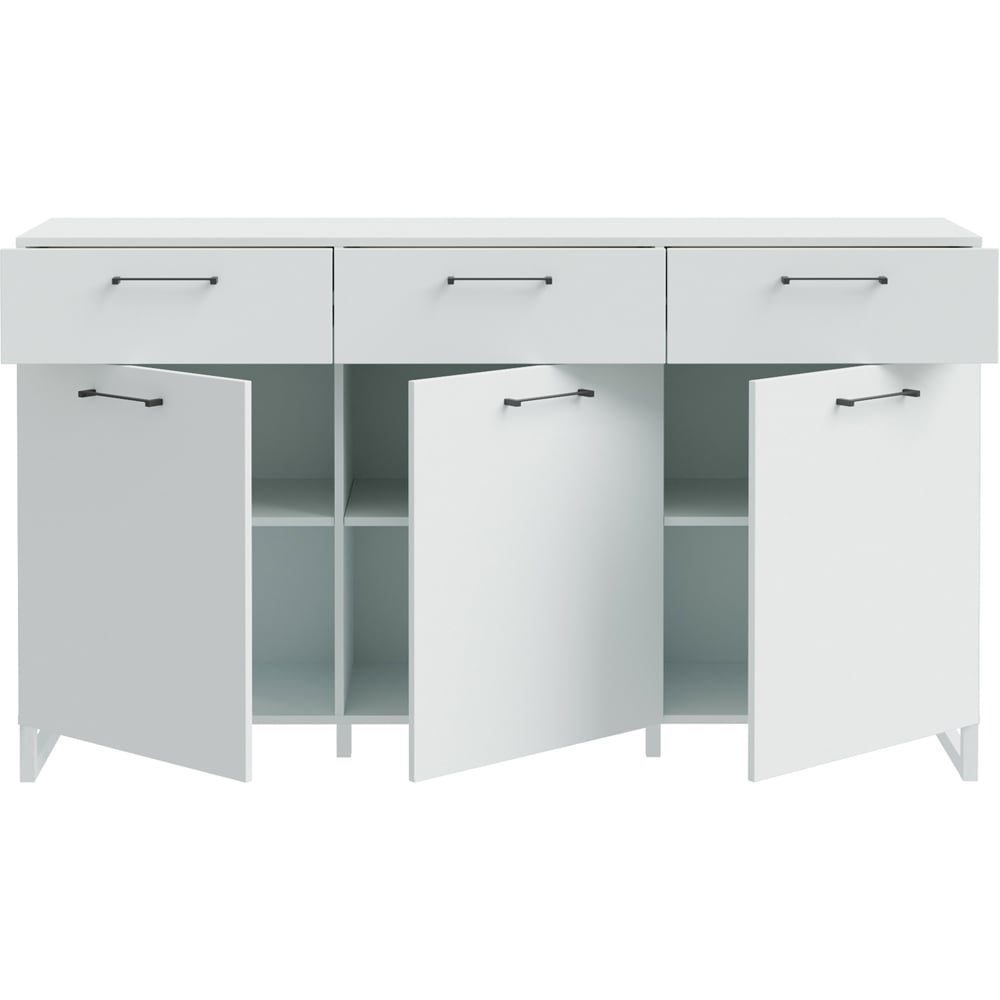 Florence Sali 3 Door 3 Drawer Light Grey Sideboard Image 5