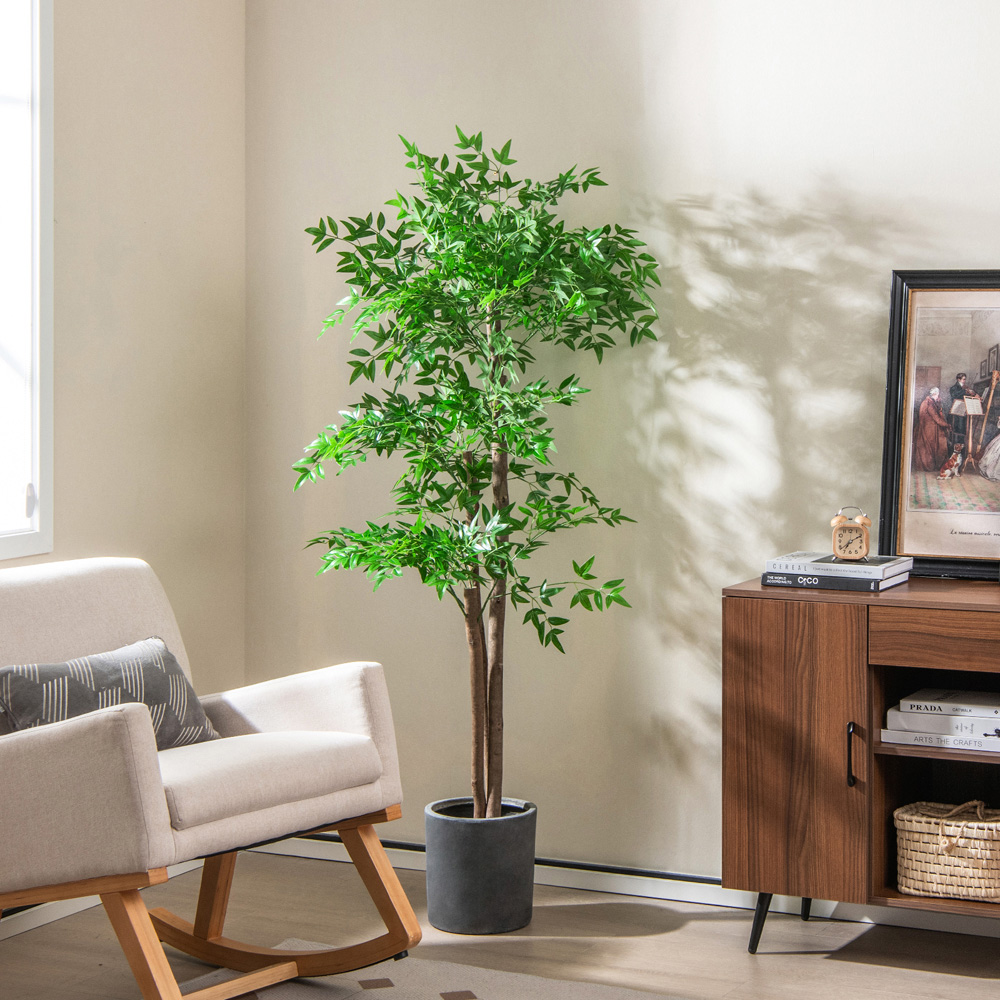 Costway Bamboo Tree Artificial Plant In Pot 4.9ft Image 2