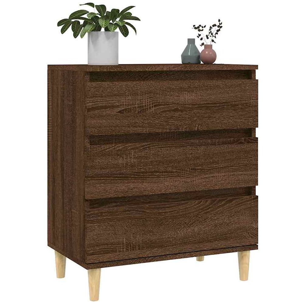 vidaXL 3 Drawer Brown Oak Sideboard Image 3