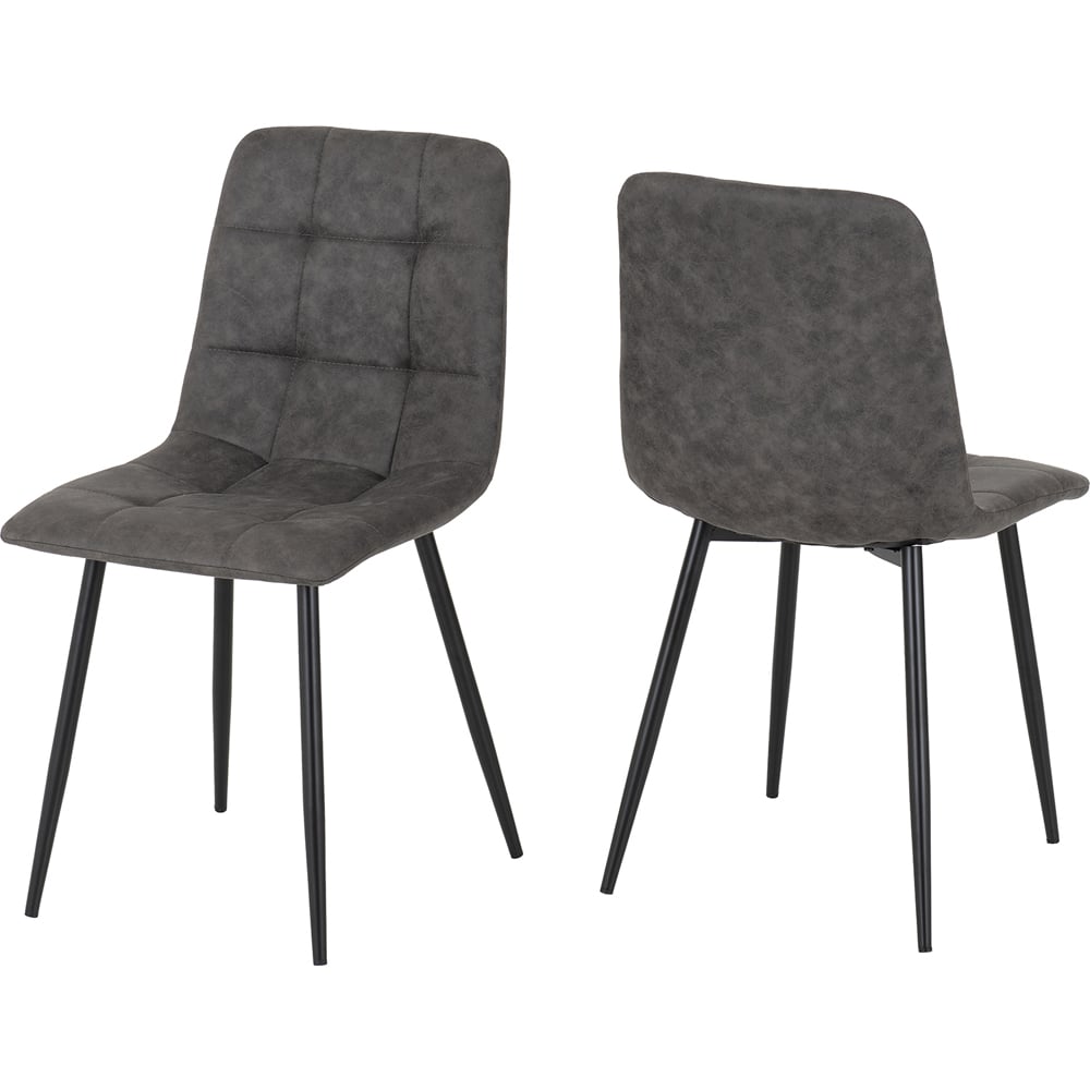 Seconique Fenton 4 Seater Dining Set White and Dark Grey Suede Fabric Image 5