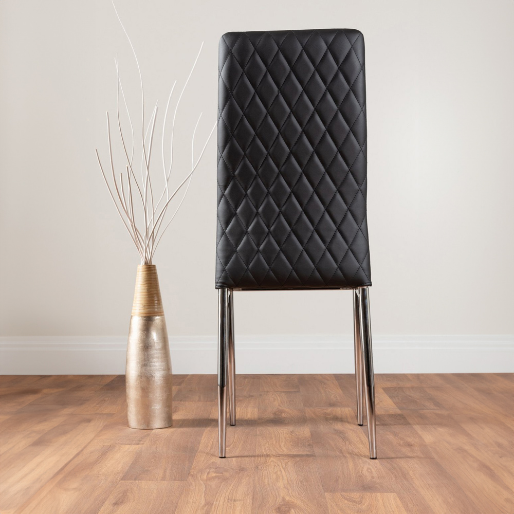 Furniturebox Arona Valera Glass 4 Seater Round Dining Set Chrome and Black Image 4