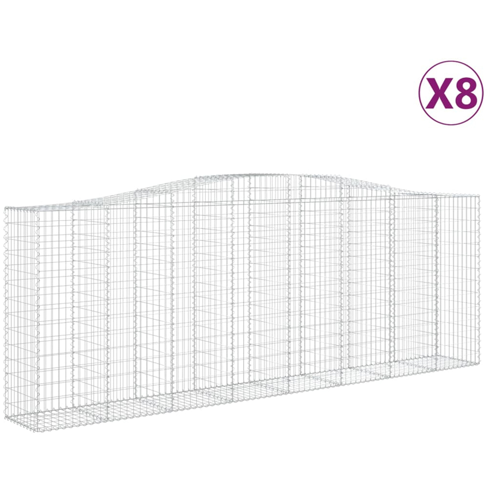 vidaXL Silver Galvanised Iron Arched Gabion Basket 400 x 50 x 140/160cm 8 Pack Image 2