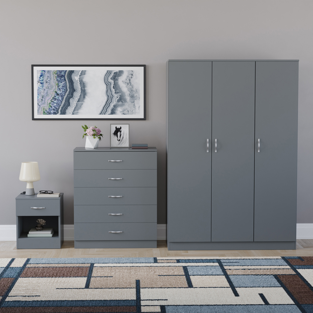 VIDA DESIGNS Riano Grey 3 Piece Bedroom Furniture Set Image 2
