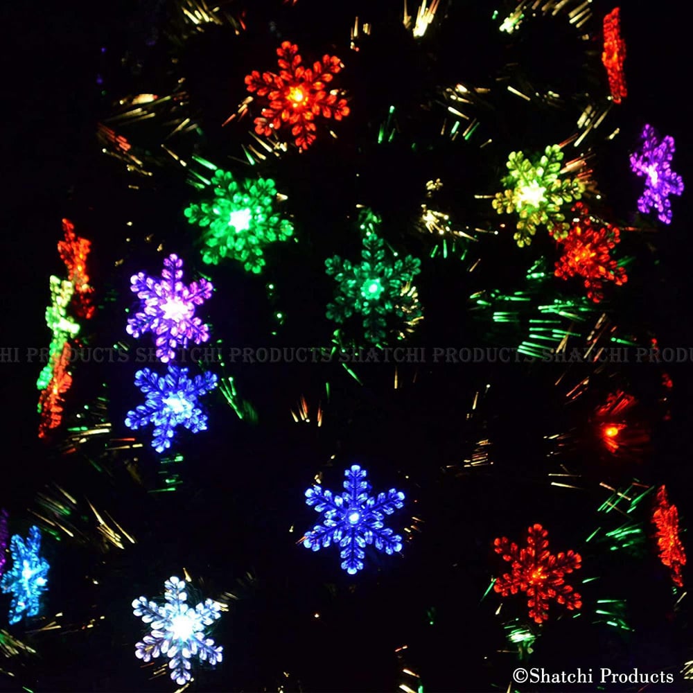 Shatchi Fibre Optic Multicolour LED Pre-Lit Artificial Christmas Tree with Snowflakes 4ft Image 4