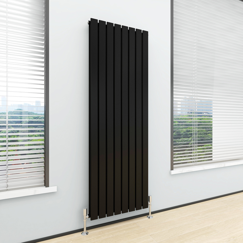 Black 8372 BTU Double Flat Panel Vertical Column Radiator 1800 x 544mm Image 2