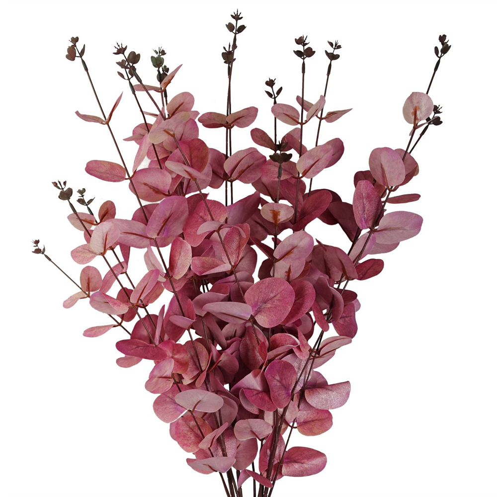 Leaf Pink Eucalyptus Artificial Foliage Stem 80cm 6 Pack Image 1